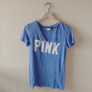 PINK blue v neck top
